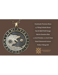 Collar Yin Yang Vikinga de Latón para Hombres 55.88 cm 2