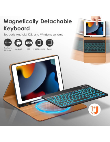 Funda con Teclado Inalámbrico DTTO para iPad 9na/8va/7ma Gen