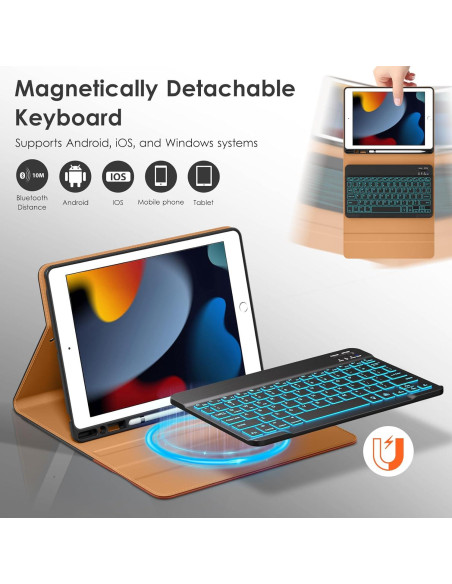 Funda con Teclado Inalámbrico DTTO para iPad 9na/8va/7ma Gen