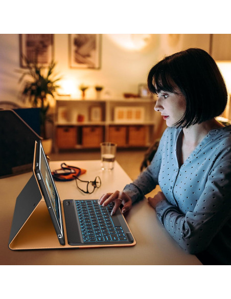 Funda con Teclado Inalámbrico DTTO para iPad 9na/8va/7ma Gen