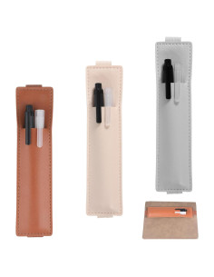 Soporte de Bolígrafos Ajustable Thinp 3 Pcs Cuero PU Beige Gris Marrón