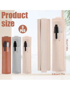 Soporte de Bolígrafos Ajustable Thinp 3 Pcs Cuero PU Beige Gris Marrón 2