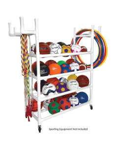 Carro de Equipos Deportivos Champion 4 Niveles Blanco 155x48x157 cm 2