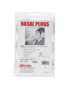 Tapones Nasales MUELLER 300 Piezas Algodón Virgen Primeros Auxilios