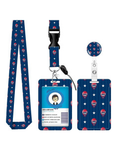 Porta Credencial Retráctil AQXV con Llavero y Clip Giratorio