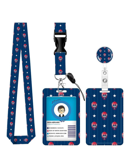 Porta Credencial Retráctil AQXV con Llavero y Clip Giratorio