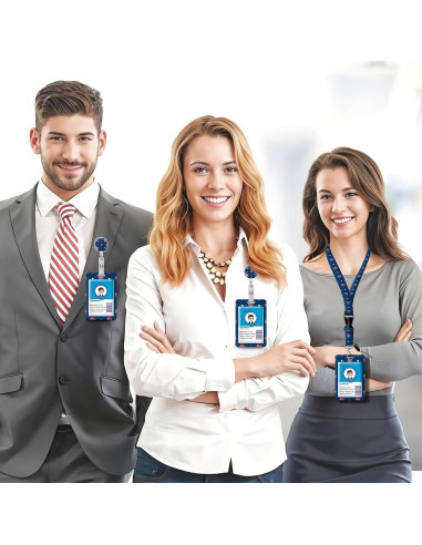 Porta Credencial Retráctil AQXV con Llavero y Clip Giratorio