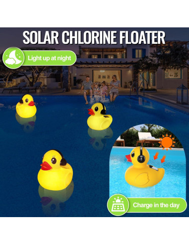 Flotador de Cloro Solar Amarillo Chsuiwe con Luz y Flujo Ajustable