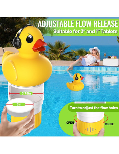 Flotador de Cloro Solar Amarillo Chsuiwe con Luz y Flujo Ajustable