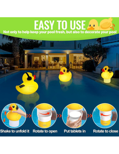 Flotador de Cloro Solar Amarillo Chsuiwe con Luz y Flujo Ajustable