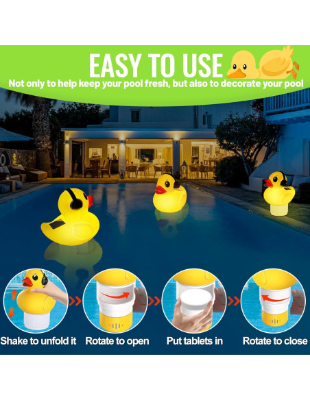 Flotador de Cloro Solar Amarillo Chsuiwe con Luz y Flujo Ajustable