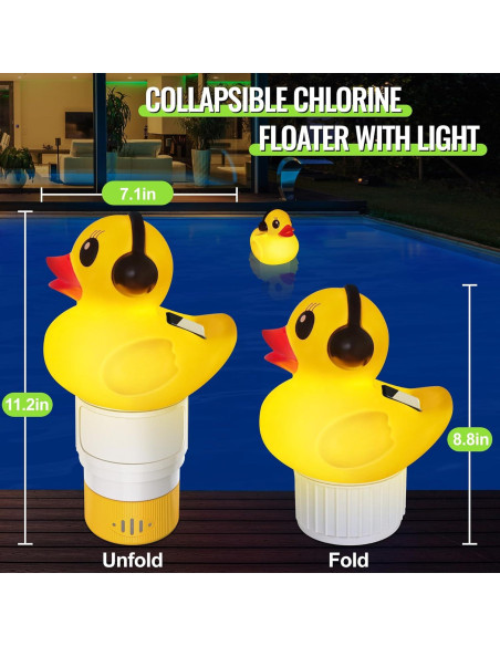 Flotador de Cloro Solar Amarillo Chsuiwe con Luz y Flujo Ajustable