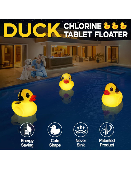 Flotador de Cloro Solar Amarillo Chsuiwe con Luz y Flujo Ajustable