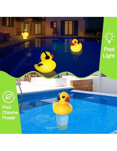 Flotador de Cloro Solar Amarillo Chsuiwe con Luz y Flujo Ajustable