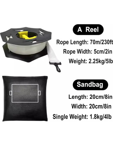 Cinta de Marcado de Campo 70m LQDMAER con Sacos de Arena