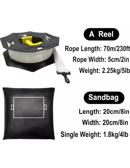 Cinta de Marcado de Campo 70m LQDMAER con Sacos de Arena