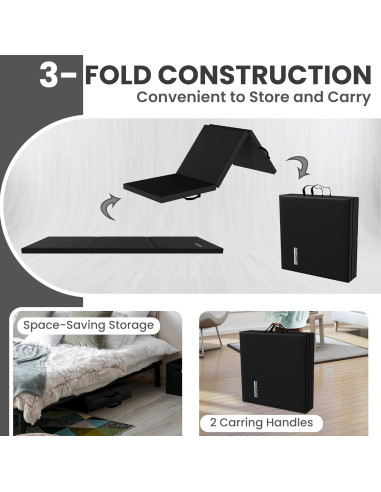 Colchoneta de Ejercicio Plegable Fitvids 183x61cm 5cm Alta Densidad