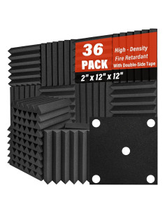 Paquete de 36 Paneles de Espuma Acústica 5cm x 30cm Aislamiento Sonoro