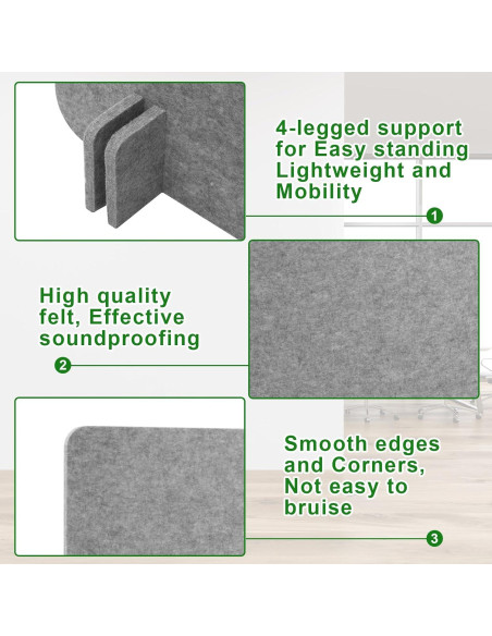 Divisor Acústico de Escritorio Kisston 6 Pack 60x60 cm Gris