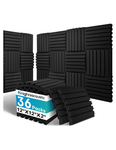 36 Paneles Acústicos Curvados Absorbentes de Sonido 2" Negro