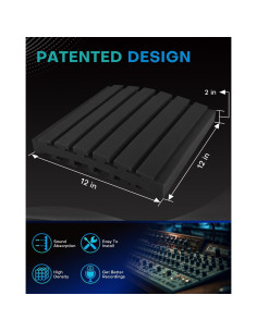 36 Paneles Acústicos Curvados Absorbentes de Sonido 2" Negro 2