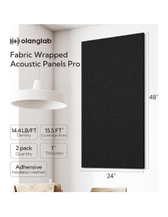 Paneles Acústicos Olanglab 2 Pack 61x122 cm Aislantes Sonido Negro 2