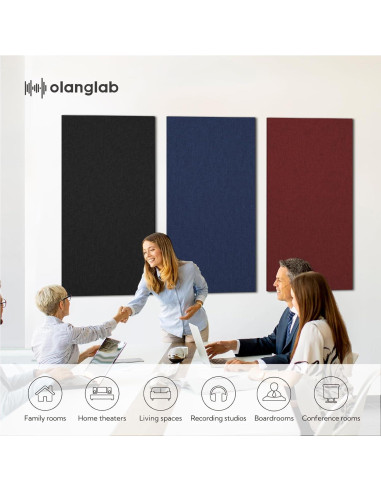 Paneles Acústicos Olanglab 2 Pack 61x122 cm Aislantes Sonido Negro