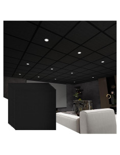 24 Paneles Acústicos LooYee de Fibra de Poliéster Negra 0.61m