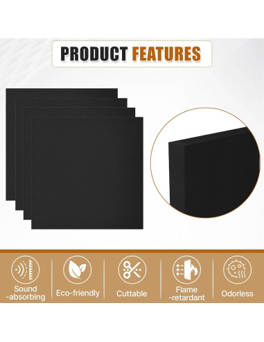 24 Paneles Acústicos LooYee de Fibra de Poliéster Negra 0.61m