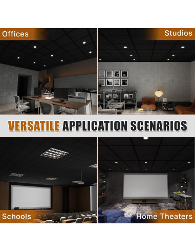 24 Paneles Acústicos LooYee de Fibra de Poliéster Negra 0.61m