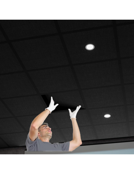 24 Paneles Acústicos LooYee de Fibra de Poliéster Negra 0.61m