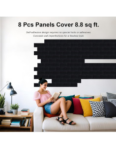 Paneles Acústicos WoveN SounD Ladrillo Negro 8 Piezas 40.6x30.5 cm 2