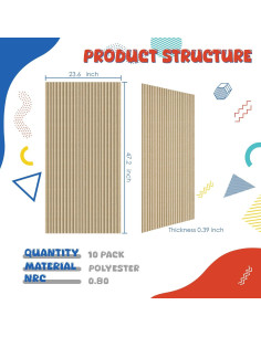 Paquete de 10 Paneles Acústicos Camello 120x60 cm Aislantes 2