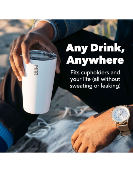 Vaso Aislado MiiR 355ml Acero Inoxidable Negro con Tapa