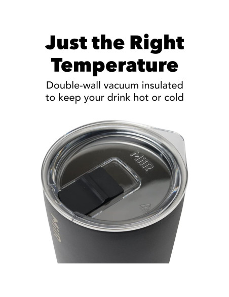 Vaso Aislado MiiR 355ml Acero Inoxidable Negro con Tapa
