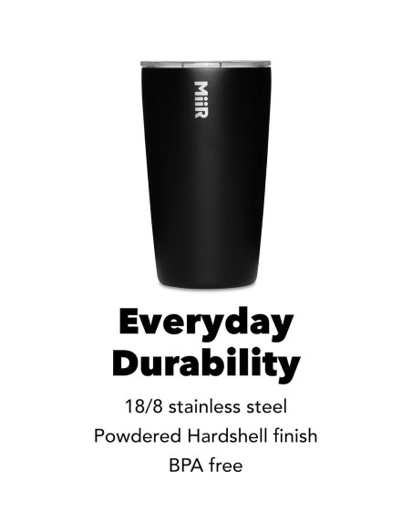Vaso Aislado MiiR 355ml Acero Inoxidable Negro con Tapa