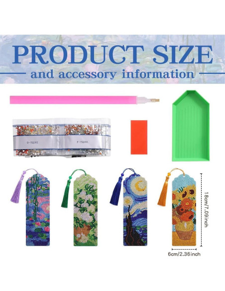 4 Marcadores de Diamante Van Gogh y Monet - Arte DIY