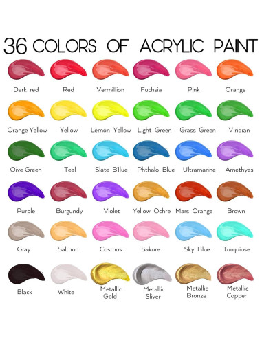 Juego de Pintura Acrílica HissiCo 55PCS 36 Colores 60ml