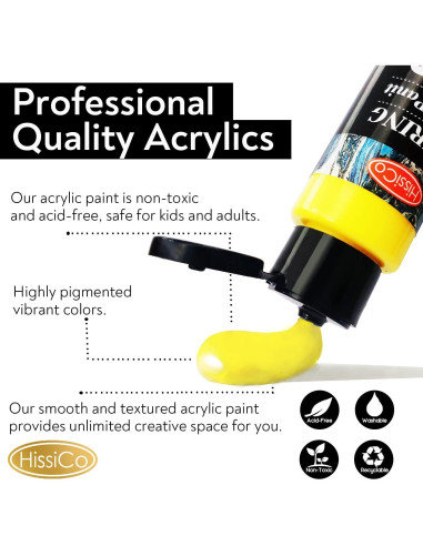 Juego de Pintura Acrílica HissiCo 55PCS 36 Colores 60ml