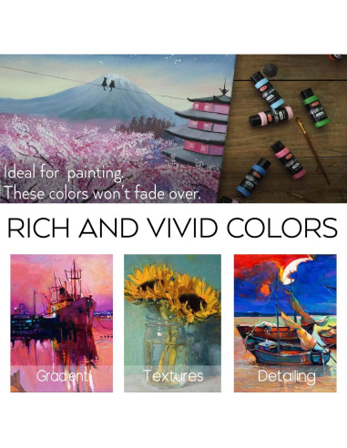 Juego de Pintura Acrílica HissiCo 55PCS 36 Colores 60ml