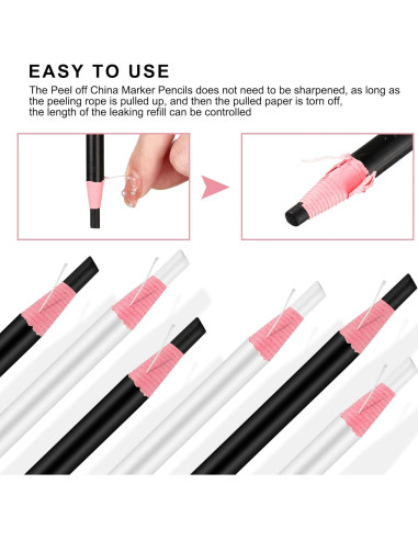 Lápices de Marcado Sabary 24 Pcs Cera Negro y Blanco 16.5 cm