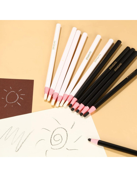 Lápices de Marcado Sabary 24 Pcs Cera Negro y Blanco 16.5 cm