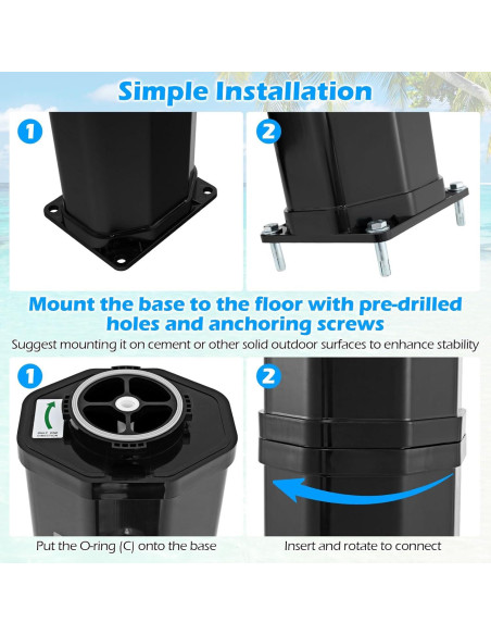Ducha Exterior Solar Goplus 60 L con Cabezal y Grifo para Jardín
