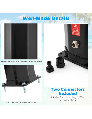 Ducha Exterior Solar Goplus 60 L con Cabezal y Grifo para Jardín