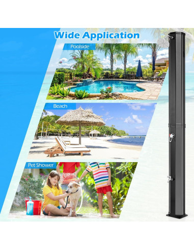 Ducha Exterior Solar Goplus 60 L con Cabezal y Grifo para Jardín