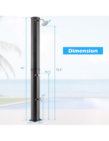 Ducha Exterior Solar Goplus 60 L con Cabezal y Grifo para Jardín