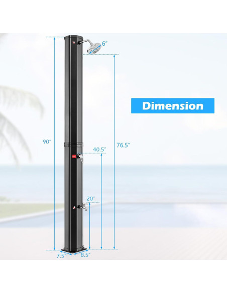Ducha Exterior Solar Goplus 60 L con Cabezal y Grifo para Jardín