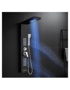 Sistema de Ducha LED ROVATE 5 en 1 Acero Inoxidable Negro