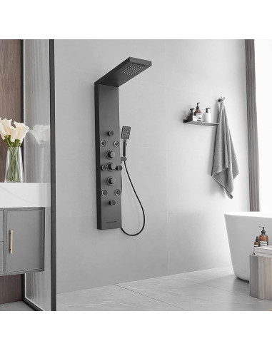 Panel de Ducha 6 en 1 BWE Acero Inoxidable Negro Mate