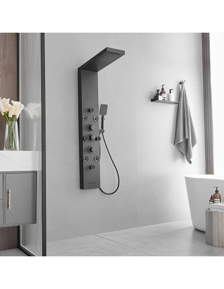 Panel de Ducha 6 en 1 BWE Acero Inoxidable Negro Mate